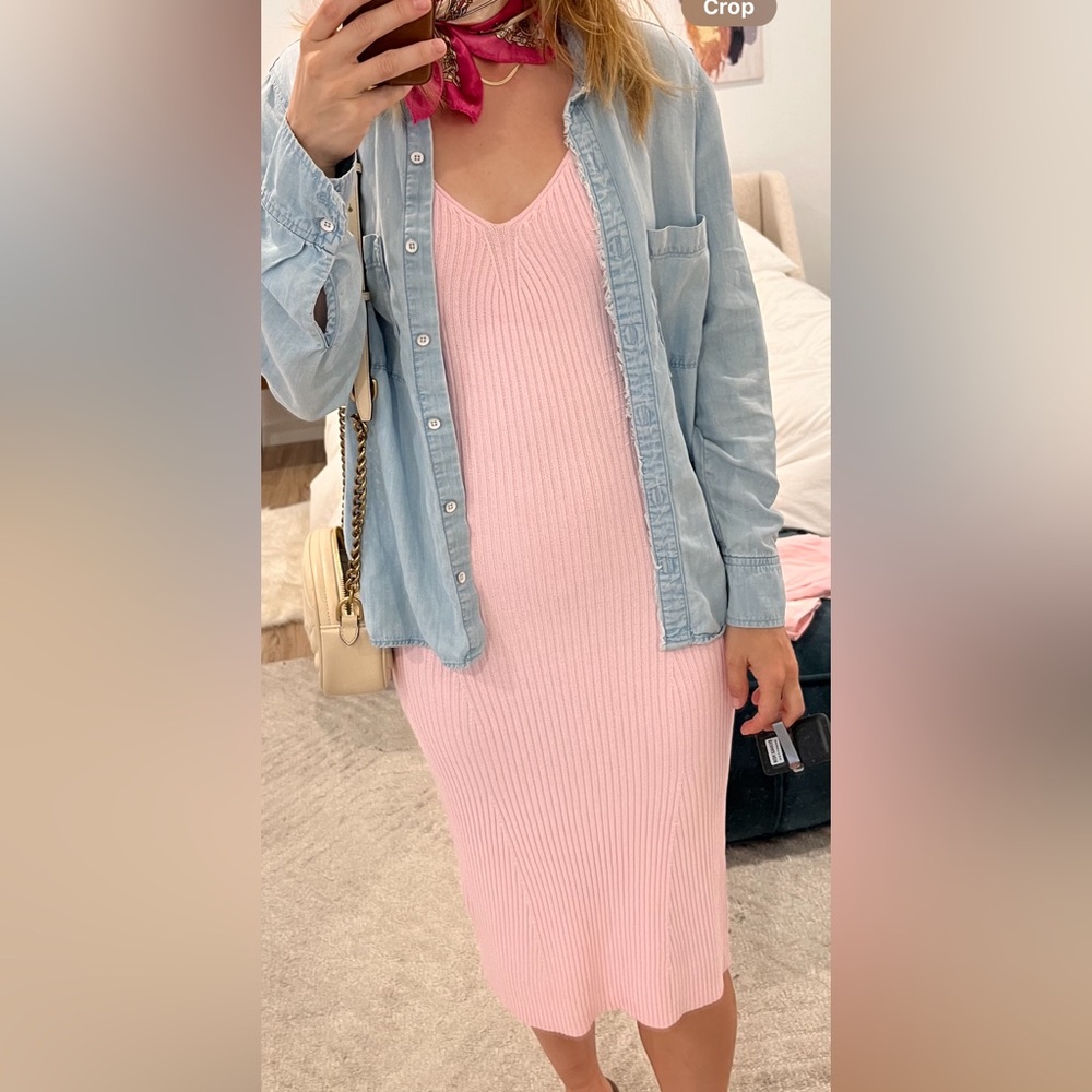 Guess pink ribbed maxi / midi dress (purchased on Rodeo Drive) - hits mid calf